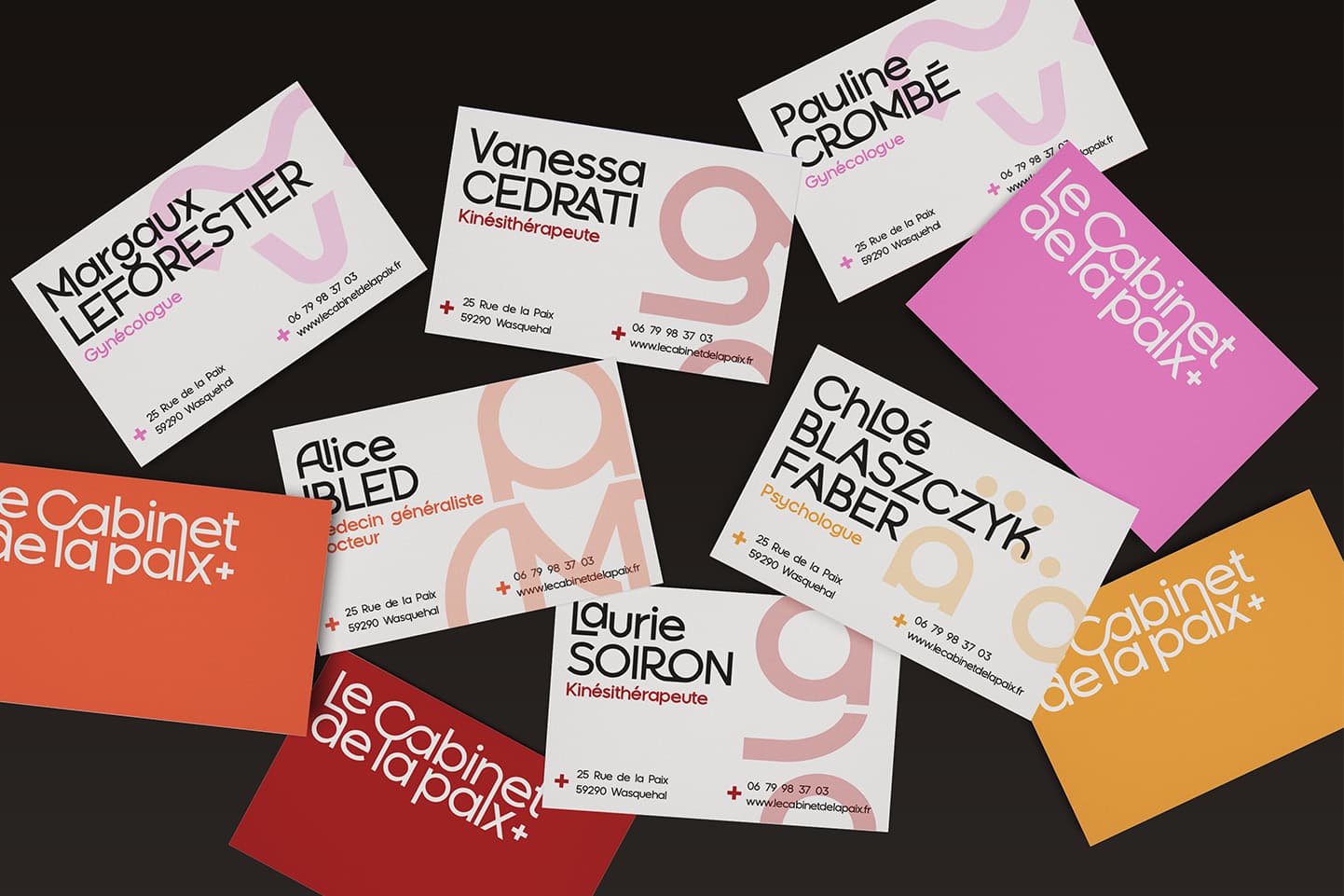 Ensemble de cartes de visite pour les praticiennes